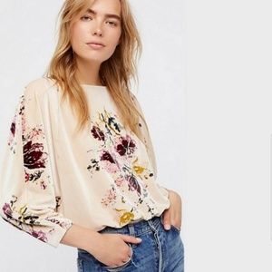 Free people velvet floral slouchy bodysuit